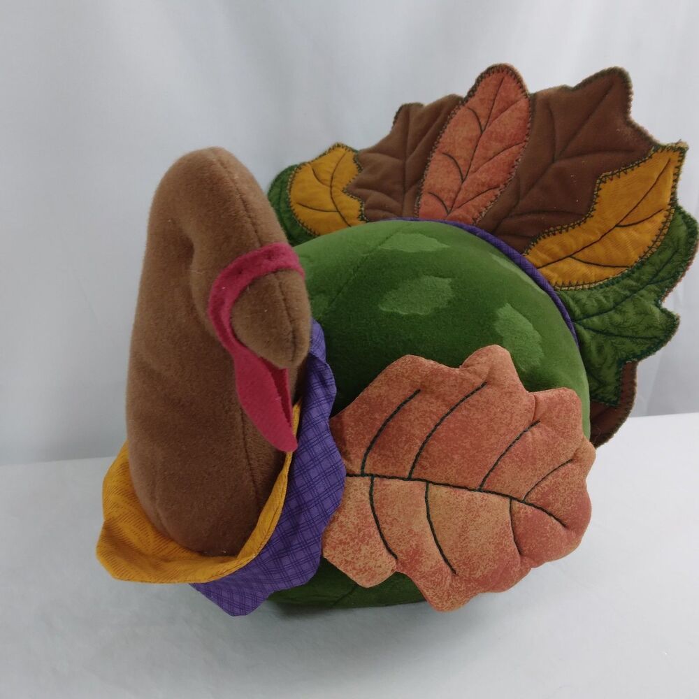 Hallmark Plush Stuffed Turkey Thanksgiving Table Decor Fall Colors - Picture 2 of 11